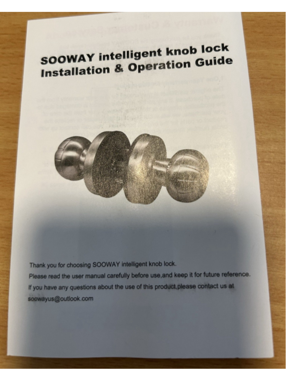 SOOWAY Intelligent Knob Lock Three Unlocking Methods Black - Picture 4 of 9